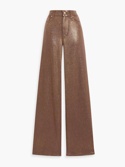 PAIGE Sasha glittered high-rise wide-leg jeans