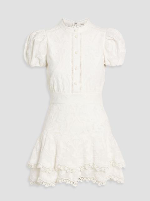 Alice + Olivia Loryn tiered embroidered cotton mini dress