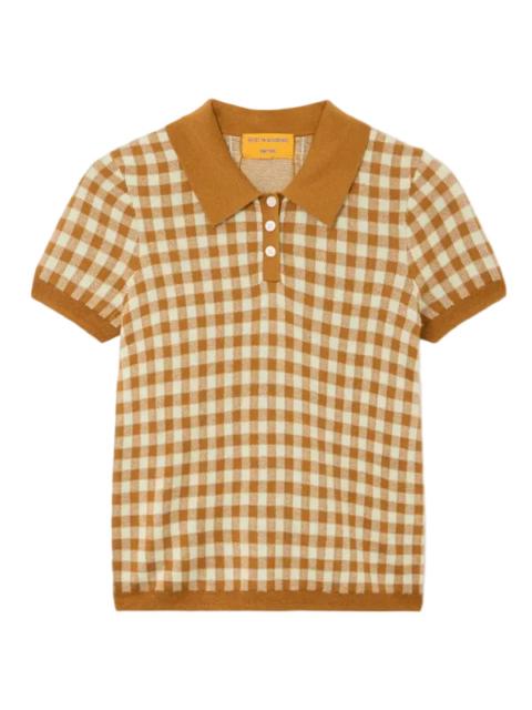 GUEST IN RESIDENCE Gingham Shrunken Polo in Suede/Limewash