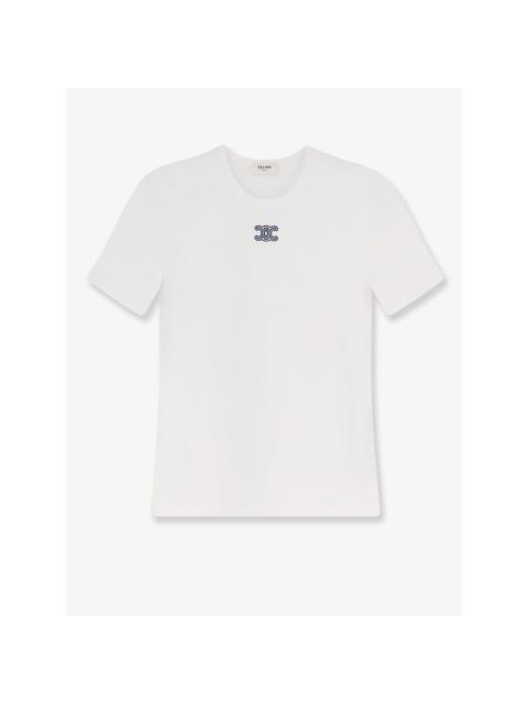 CELINE CELINE $740 Off White/Navy Triomphe T-shirt New & Authentic