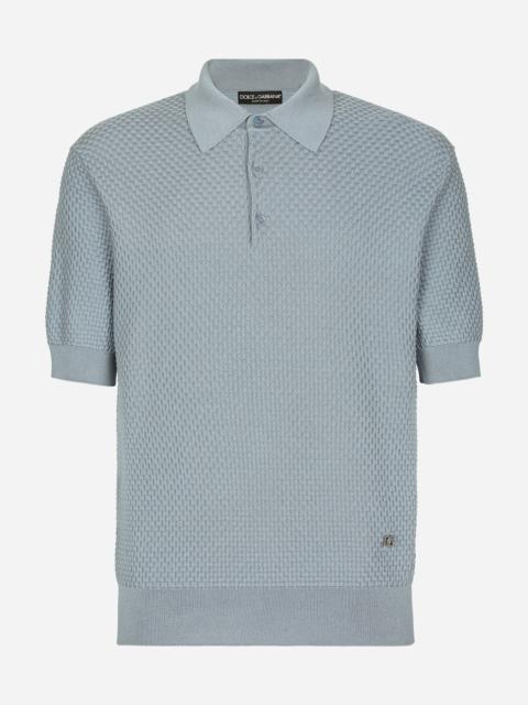 Dolce & Gabbana Stretch cotton polo-shirt with DG hardware