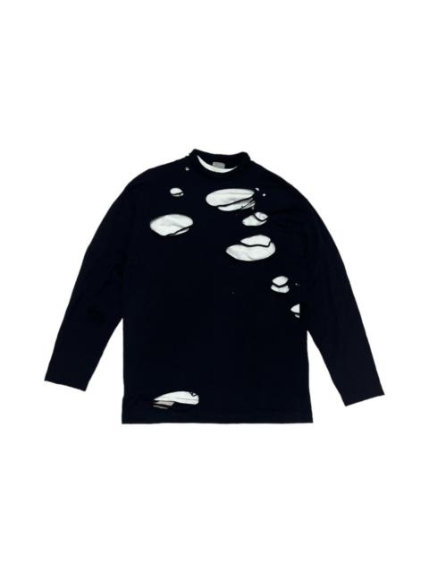 Comme Des Garçons CdGH Turtleneck Distressed Wool Sweatshirt AD1996