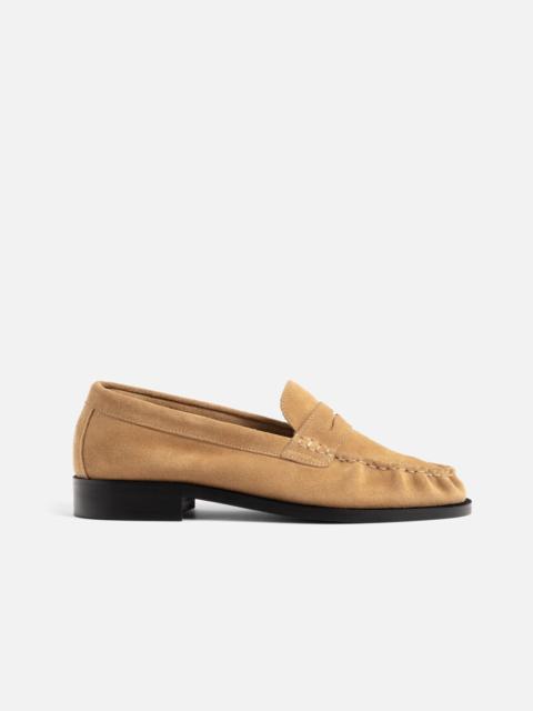 DUKE + DEXTER Ezra Tan Suede Pleated Penny Loafer - Women's