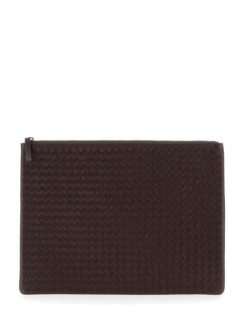 DRAGON DIFFUSION Dragon Diffusion Women Brown Clutch With Top Zip Closure And Interwoven Design In Leather Woman