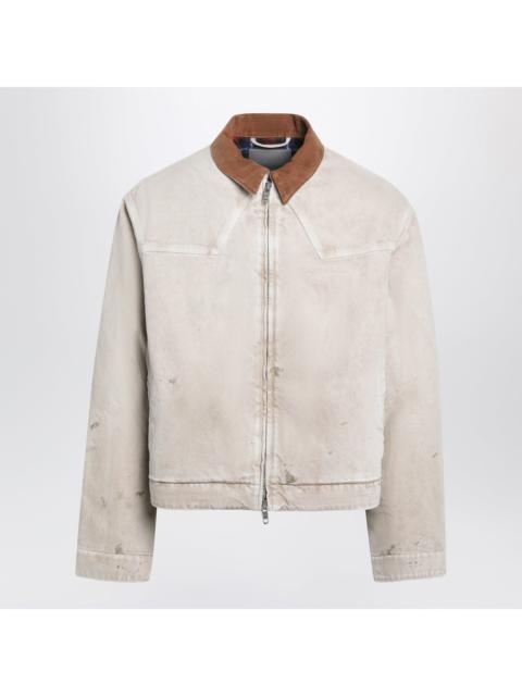 BALENCIAGA Balenciaga Beige Vintage-Effect Cotton Zip-Up Jacket Men
