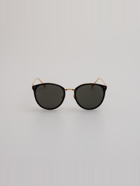 LINDA FARROW THE CALTHORPE | OVAL SUNGLASSES IN BLACK FRAME (C13)