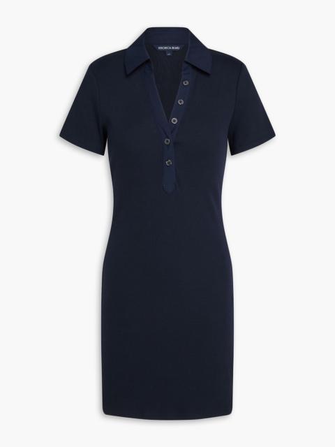 VERONICA BEARD Bailey ribbed Pima cotton-blend mini shirt dress