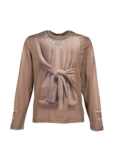 Marine Serre TROMPE-L'OEIL KNIT JERSEY LS T-SHIRT / BEI
