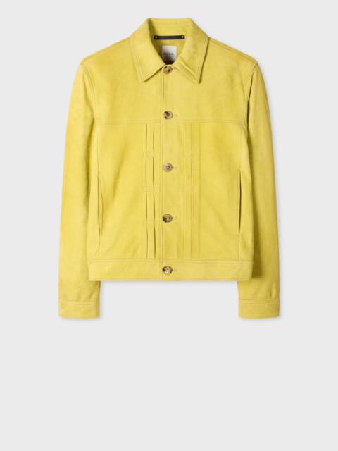 Paul Smith Yellow Nubuck Leather Pleated Trucker Jacket