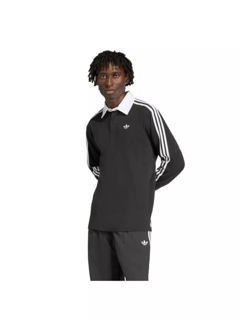 adidas Originals Men's 3-Stripes Rugby Long-Sleeve Polo -Black