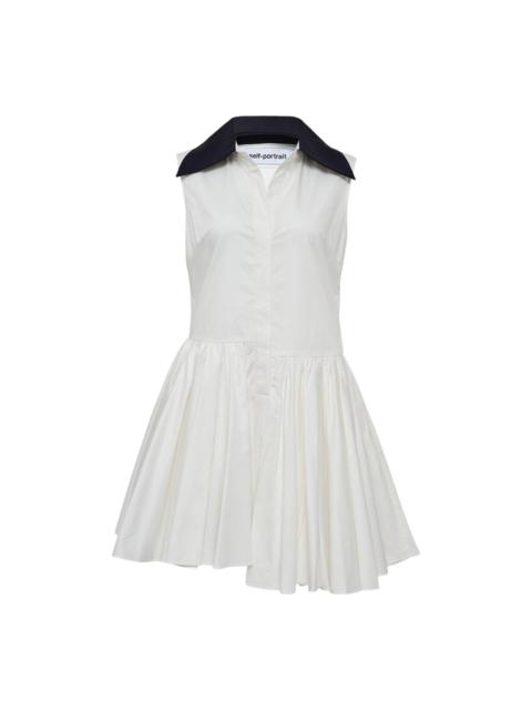 self-portrait White Cotton Contrast Collar Dress