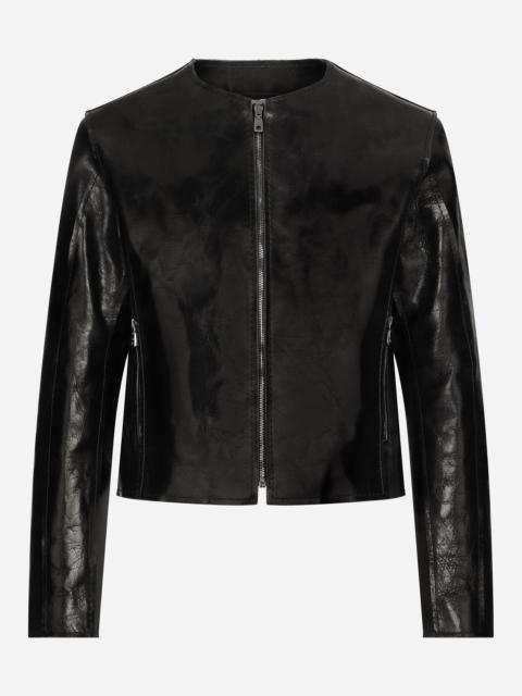 Dolce & Gabbana Collarless leather jacket