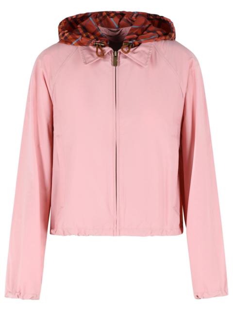 Burberry Burberry Begonia Pink 'Newcott' Cropped Polyamide Hooded Jacket Women