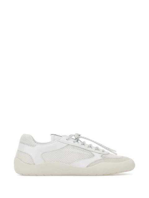 Prada Prada Women White Leather And Mesh Speedrock Sneakers