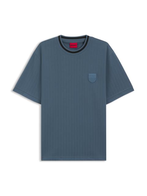 HUGO COTTON-BLEND T-SHIRT WITH DROP-NEEDLE STRIPE