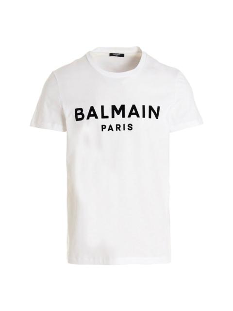 Balmain Balmain Flock Logo Print T Shirt