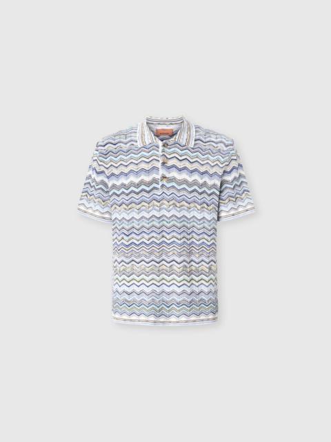 Missoni Cotton knit polo shirt with chevron pattern