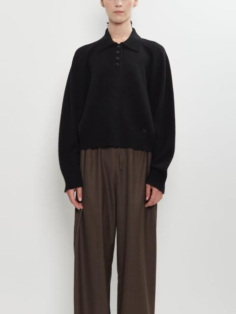 Loulou de Saison Homere Cashmere Polo Collar Sweater — Black
