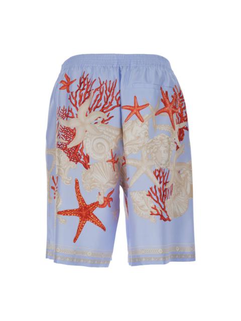 Multicolor Shorts With Seabed Print In Silk Man
