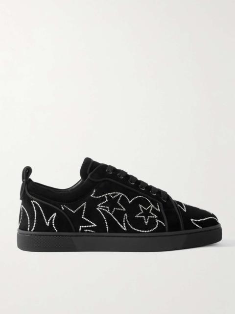 Louisiago Junior Grosgrain-Trimmed Embellished Velvet Sneakers