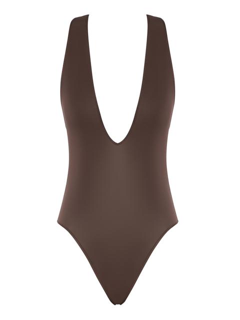 Zimmermann Luna Plunging Halter Bodysuit brown