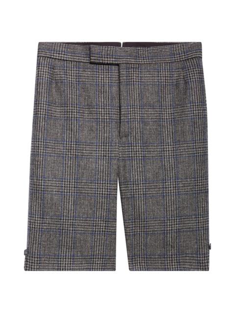 Thom Browne Thom Browne Prince of Wales Plaid Hunting Tweed Backstrap Shorts in Medium Grey at Nordstrom