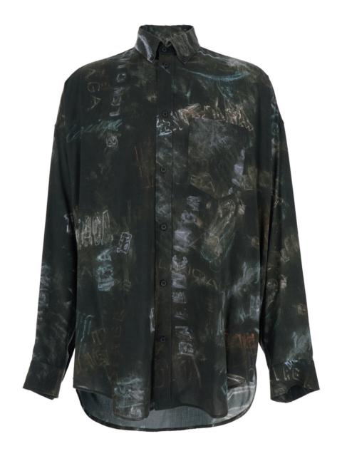 BALENCIAGA Balenciaga Men Black Shirt With All-Over Print In Viscose Men