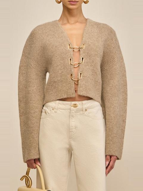 Cult Gaia Cult Gaia Mayalu Crop Rib Cardigan in Beach Melange at Nordstrom