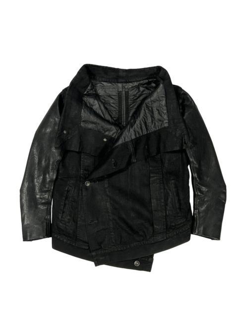 Rick Owens DRKSHDW Leather/Denim Cropped Funnel Jacket