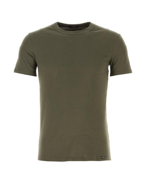 TOM FORD Army green stretch cotton blend t-shirt