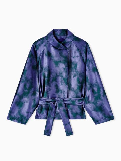 GIORGIO ARMANI SHORT JACKET IN A TWO-TONE SILK BLEND JACQUARD