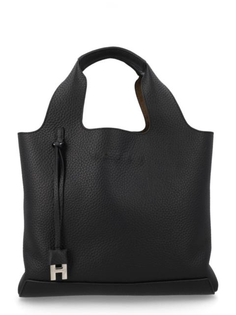 HOGAN LEATHER SHOPPING BAG WITH SHOULDER STRAP
