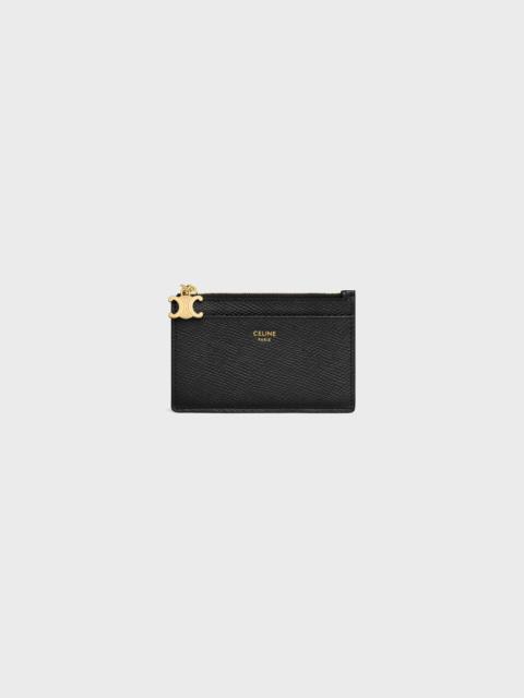 CELINE ZIPPED CARD HOLDER TRIOMPHE CHARMS in GRAINED CALFSKIN