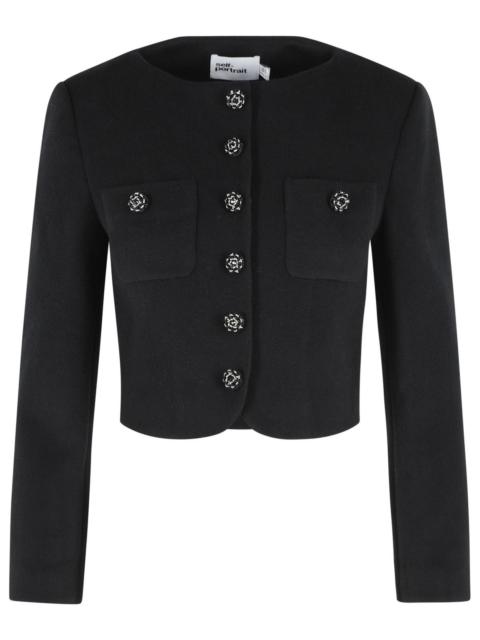 self-portrait Self-Portrait Wool Blend Padded Jacket Black Women