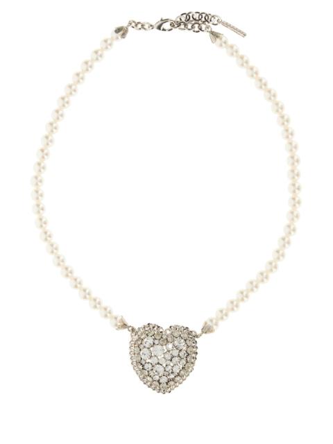 Alessandra Rich White pearls Heart necklace