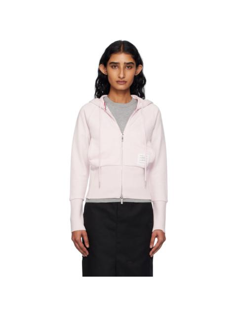 Pink Solid Loopback 4-Bar Zip Hoodie