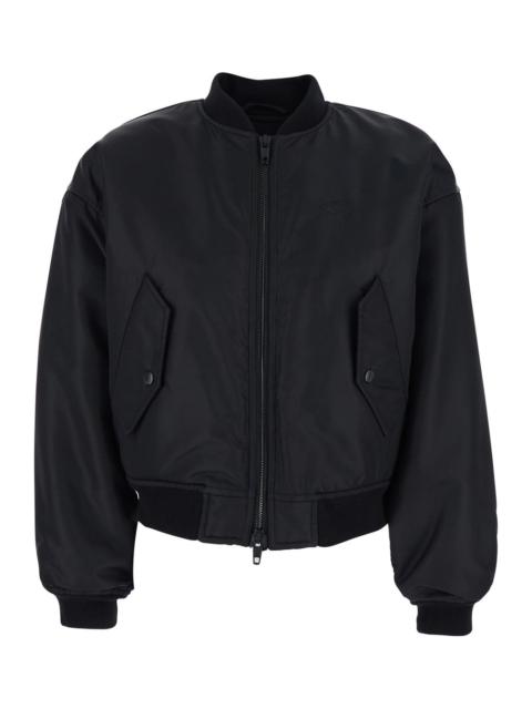 BALENCIAGA Balenciaga Women Black Bomber Jacket With Stand-Up Collar And Two Side Pockets In Tech Fabric Woman