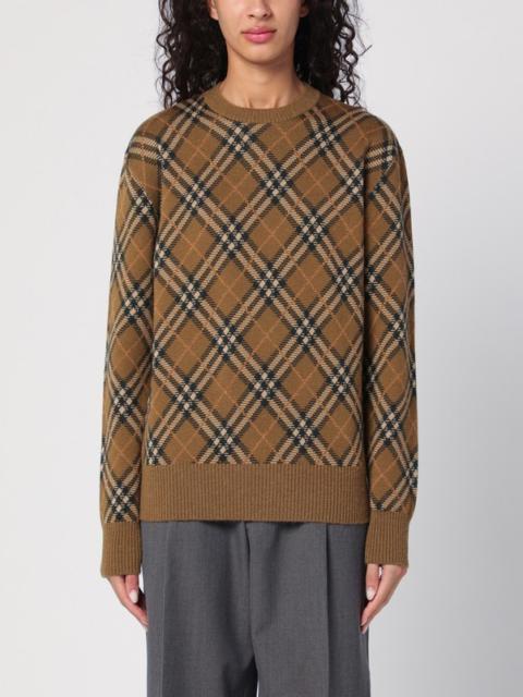 Brown Check jumper in wool and mohair