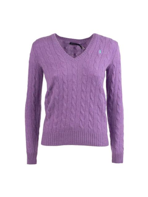 RALPH LAUREN LILAC WOOL AND CASHMERE CABLE-KNIT SWEATER