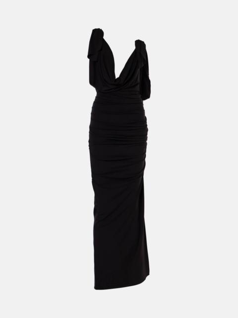 THE ATTICO Ruched jersey maxi dress
