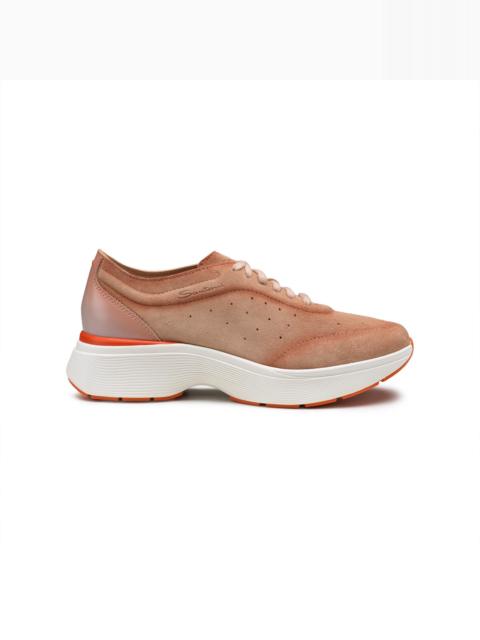 Santoni Women's pink suede Easy Bounce sneaker