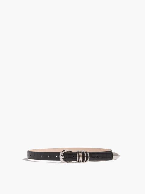 DÉHANCHE Hollyhock Belt in Black Croco/Silver