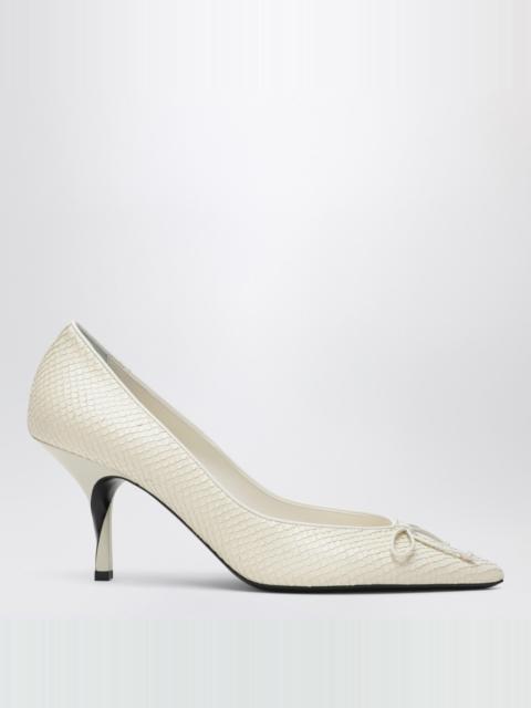 JACQUEMUS Ivory python-effect embossed leather Tourni Décolleté