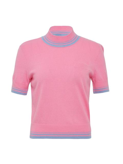 self-portrait Pink Contrast Stripe Knit Top