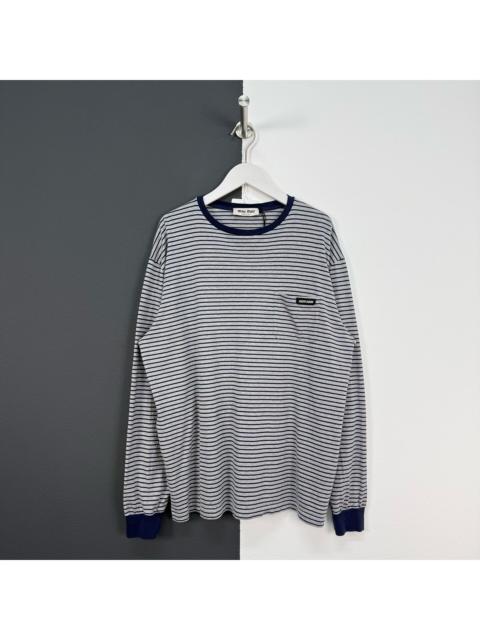 Miu Miu Miu Miu Atheneum Striped Logo Long Sleeve Top