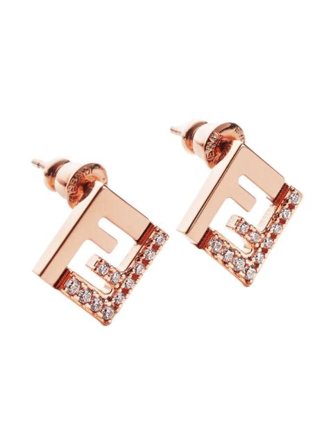 FENDI Fendi Women Pink Earings With Ff Silhouette And Crystal Embellishments In Brass Woman