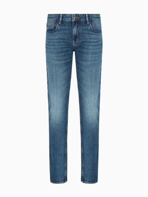 EMPORIO ARMANI J06 SLIM-FIT, WASHED DENIM JEANS