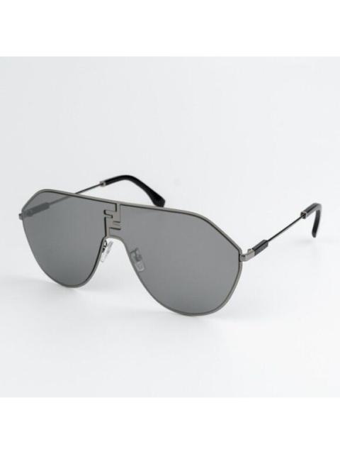 FENDI NEW Fendi FE40080U FF MATCH 12C Ruthenium Smoke Mirror Unisex Round Sunglasses