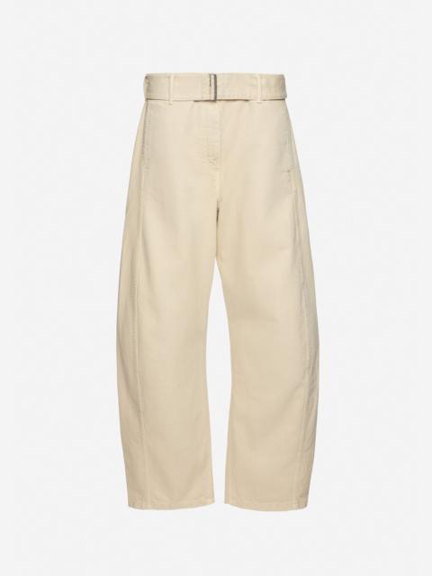 MAGDA BUTRYM Belted wide-leg denim trousers in beige