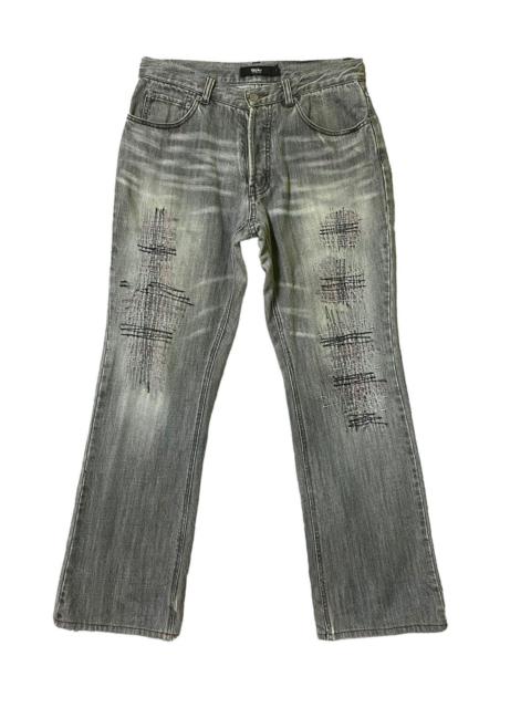 Other Designers Archival Clothing - Flared MOSSIMO Zig Zag Distressed Design Denim